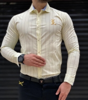 پیراهن مردانه اسپرت طرح BE لیمویی