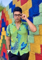پیراهن هاوایی مدل پر رنگ سبز