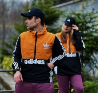 کاپشن شمعی نیم زیپ Adidas نارنجی مشکی