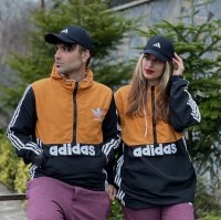 کاپشن شمعی نیم زیپ Adidas خردلی مشکی