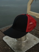 کلاه آفتابی پشت تور ساده مشکی قرمز
