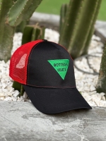 کلاه آفتابی مشکی BOTTEGA مثلثی پشت تور قرمز